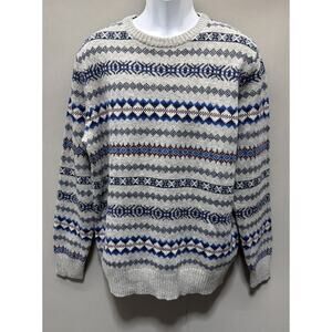 Urban Pipeline Sweater Mens XL Gray Fair Isle Nordic Wool Blend Knit Pullover
